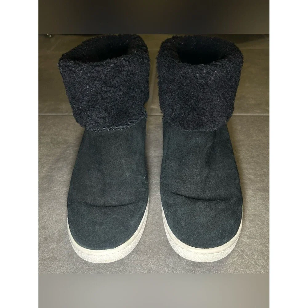 UGG Mika Black Suede Slip On Winter Cuffed Sneaker Snow Boots Womens Shoe Size 8